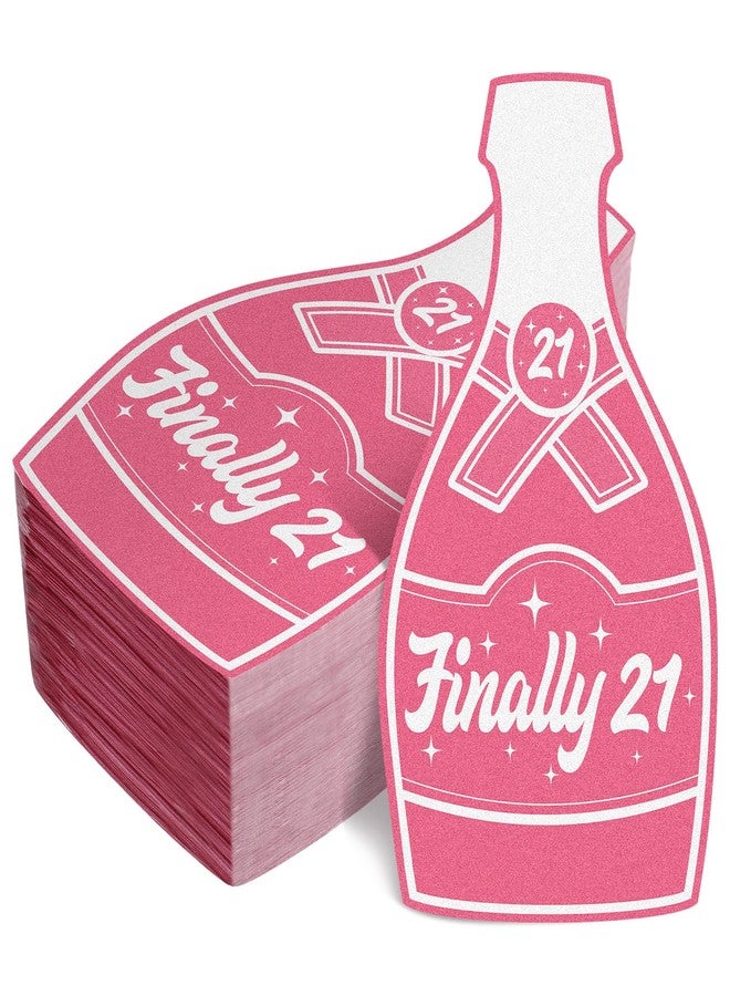 Trandraft 100 Pack 21st Birthday Napkins Finally 21 Legal Drinking Hot Pink Disposable Paper Beverage Cocktail Napkins 21st Birthday Decorations for Her, 2 Ply, 6.5 x 3.5 Inch - Image 1